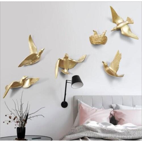 European Resin Pigeon Bird Nest Wall Hanging Home Livingroom Wall Sticker Crafts Hotel Office Background Wall Mural Decoration