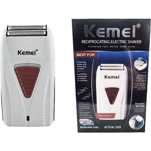 Kemei Men Electric Shaver Razor 3D USB Rechargeable 2 Blades Portable Beard Trimmer Cutting Machine for Sideburns Strong Power
