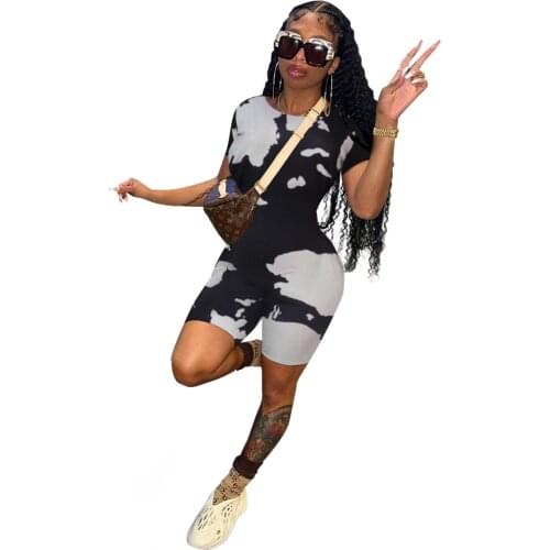 Contrast Color Patchwork High Waist Skinny One Piece Biker Shorts Pants Women Jumpsuits Rompers Bodycon Playsuits Fitness