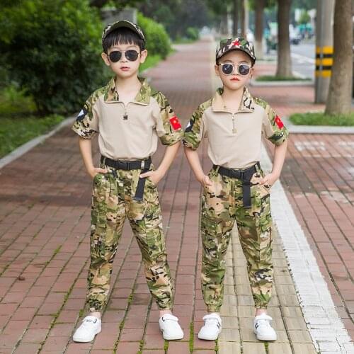 Childrens Clothing Set Jacket+terousers+cap+belt Halloween Military Uniform Teenager Boys Combat Shirt High Quality Army Suit