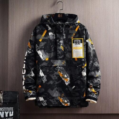 2021 New Spring Mens Jacket Fashion Casual Streetwear Hooded Jacket Windbreaker Coat Male Outwear Camouflage Hip Hop Clothes