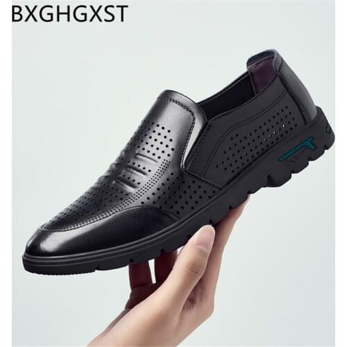 Loafers Men Casual Shoes Genuine Leather Shoes Men Formal Dresses Summer Sandals for Men Dress Shoes Slip on Zapatos De Hombre