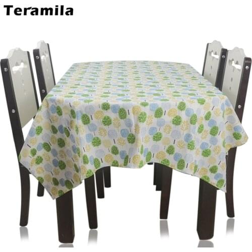 Teramila Rectangular Dining Tree Pattern Tablecloth Cotton linen Table Cloth For Kitchen Party Wedding Mantel Square Table Cover