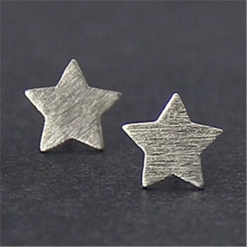 RONGQING 2018 New Arrive Silver Plated Geometric Star Earrings Pentagram Stud Earrings for Women Jewelry Gift