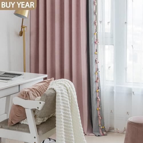Nordic Style Curtains for Living Room Bedroom Cartoon Corduroy Fabric Curtain Childrens Room Girl Bedroom Curtain morden Tulle