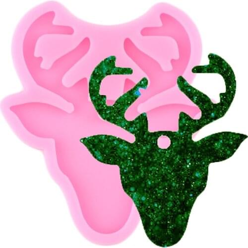 Deer Head Silicone Mold Epoxy Craft Keychain Molds Polymer Clay Pendant Mould Necklace Charms Making Jewelry Moulds