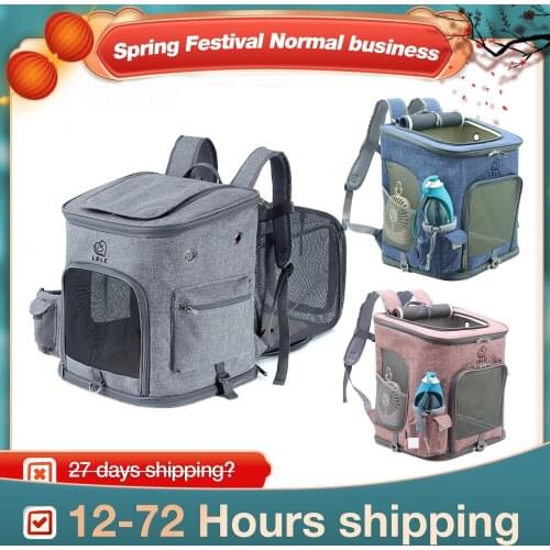 Dog Transport Backpack Double Shoulder Foldable Expansion Backpack Breathable Pet Dog Carrier Bags For Cats Small Dog