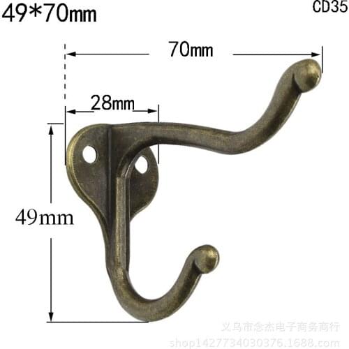 Vintage Retro Clothes Dual Hook Hat Bag Coat Organizer Wall Mounted Door Hangers Hook Wall Bathroom Accessories