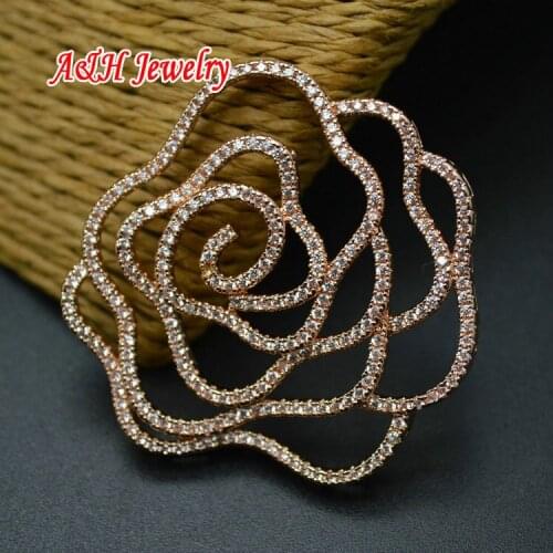 High Quality Rose Flower Charms Rhinestone Paved Pendant For Luxury Women Jewelry Making Materials 5pc/lot