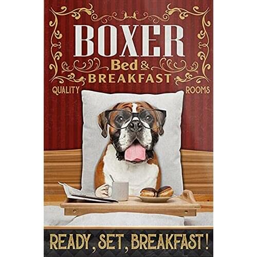 Funny Tin Sign Boxer Dog Signs Wall Poster Wall Plaque Decor Panel Retro Vintage Mural