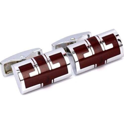 Cufflink jewelry 316L stainless steel fashion mens cufflinks rectangle shape Red cylinder business cuff links for men