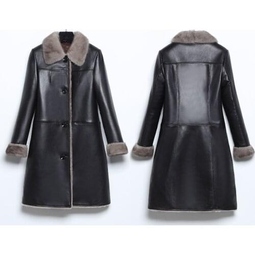 Geniune Leather Jacket Women Sheepskin Leather Mink Fur Collar Jackets Autumn Winter Plus Size Coat 2020 FX913 MF509