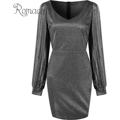 Women Dress Glitter Bling Bling Tassel Hollow Out V Neck Long Sleeve Slim Evening Party Dress Women Plus Size Mini Pencil Dress