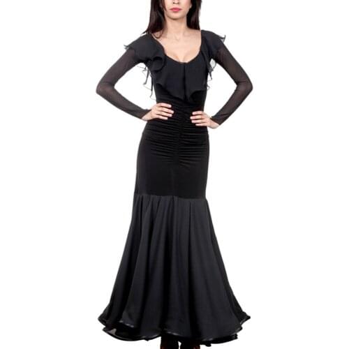 Lady Ballroom Dance Dress Black/Blue Women Ballroom Practice Skirt Jazz/Tango/Waltz Dresses Dancewear Stage Sexy Dress DQ6007
