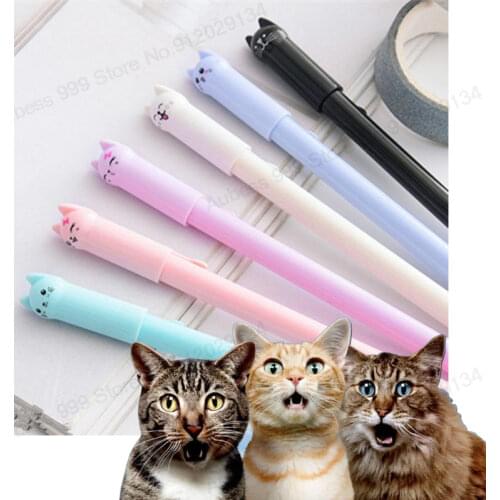 1 Pc Lytwtws Cute Creative Cat Gel Pen Cartoon Kawaii Stationery Office School Supplies Sweet Pretty Lovely Cartoon Neutral Pen
