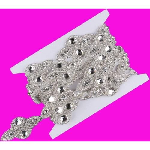1Yard High Quality Luxurious Eye Shape Rhinestone Applique Trim Chic Crystal Beaded Chain Trim For Girl Belt Sash Accessory