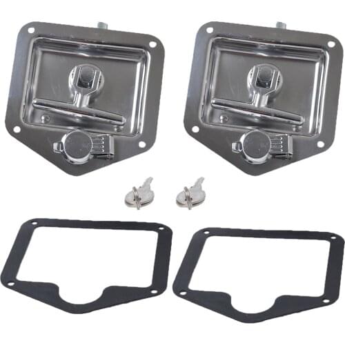 2 Set Silver Recessed Stainless Folding T Lock / Handle Trailer With Gasket Kit