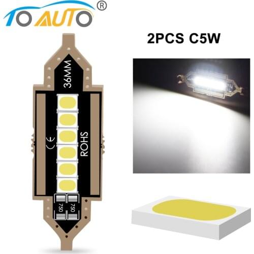 2pcs 2835 Chips Canbus C5W C10W Led Bulb 31mm 36mm 39mm 41mm Car Festoon Light Interior Dome Reading Lights 6000K Pure White