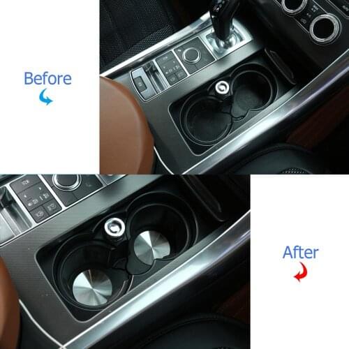 2pcs Metal Car Cup Holder Cover Mat Trim For Land Rover Discovery Sport Discovery 4 LR4 Discovery 5 LR5 Range Rover Sport Vogue
