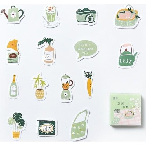 45pcs boxed stickers Leisure holiday Kawaii Cartoon Diary Album Stationery Sticker aesthetic Decorative collage planner Album