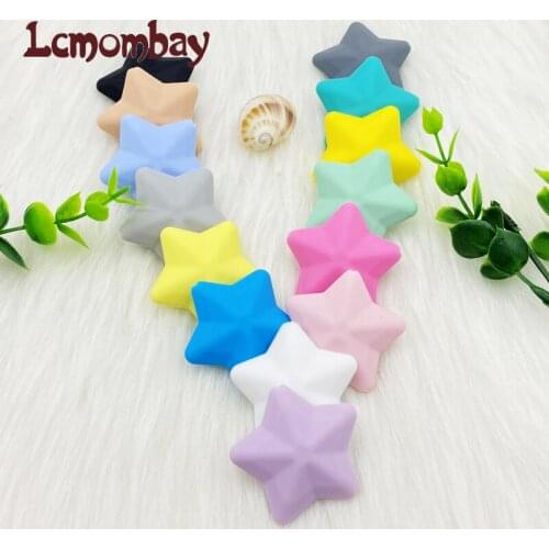 50/100pcs BPA Free silicone star beads Food Grade Baby Teething DIY Pacifier Chain rodent Pentagram bead