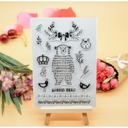 Bear Scrapbook DIY photo cards account rubber stamp clear stamp transparent stamp 11x16cm CS010