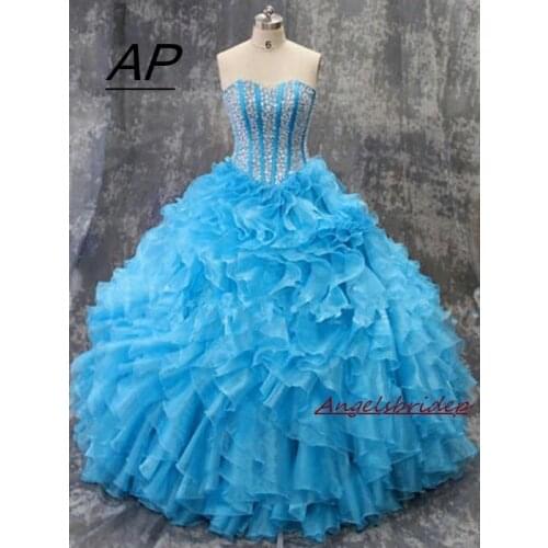 ANGELSBRIDEP Quinceanera Dresses 2021 Plus Size Beading Sparking Sweetheart Organza Vestidos De 15 Anos Princesa Party Gowns