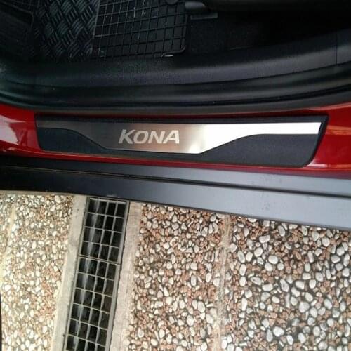 For Hyundai KONA 2018 2017 Auto Accessories Car Styling Door Sill Protector Sticker Scuff Plate Threshold Panel Cover Trim