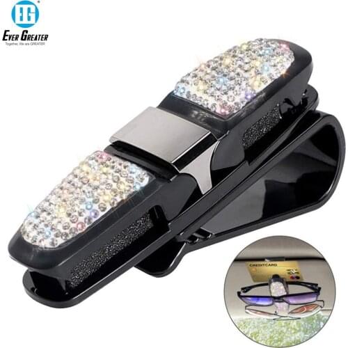 Car Sun Visor Sunglasses Holder Bling Eyeglass Clip Double Layer Sparkly Clamp Fastener Auto Cip Glasses Cases Car Accessories