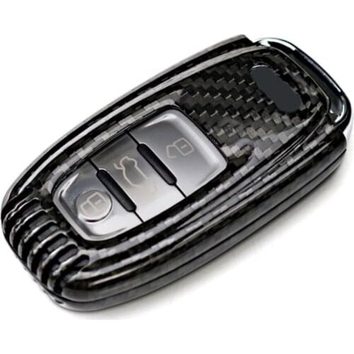 3 Buttons Car Smart Remote Key Fob Shell Case Key Holder Protector Real Carbon Fiber Fit For Audi A3 A4 A5 A6 A8 S4 S5 S6 Q7 R8
