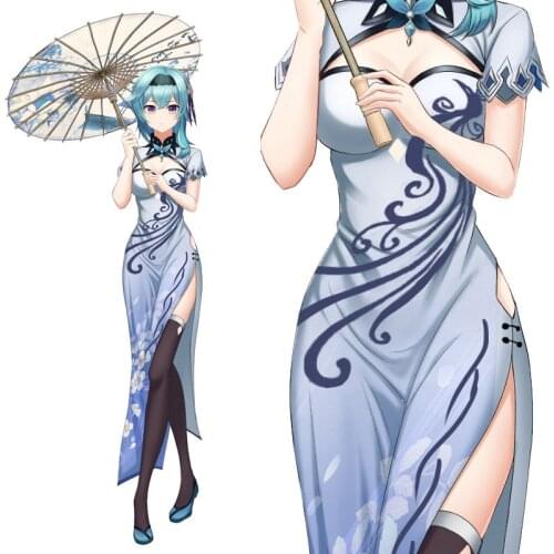 Chinese Style Cheongsam Game Genshin Impact Cosplay Costumes Keqing Eula Mona Dress Anime Project Girl Lolita Socks Gloves Qipao