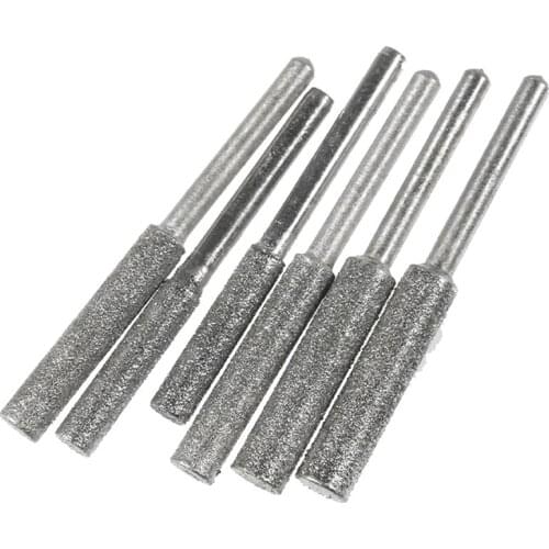 5PCS/Lot Diamond Coated Cylindrical Burr 4/4.8/5.5mm Chainsaw Sharpener Stone File Chain Saw Sharpening Carving Grinding Tools