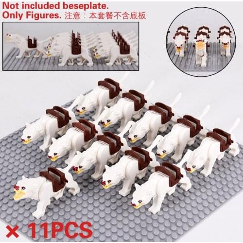 DIY Medieval Magic Soldier Classic White Black Brown Mount Saddle Wolf Animals Model Building Blocks Bricks Toys for Children
