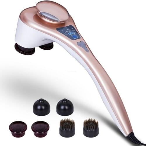 Double Head Handheld Electric Back Massager with Heating Deep Percussion Massager for Neck Shoulder Relief Health Home