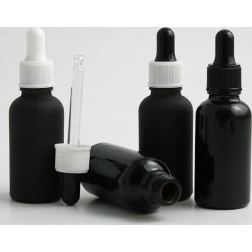 10 x 30ml Matte Black Eye Dropper Bottle 30cc 1oz Shining Black Glass Aromatherapy Liquid Pipette Bottle Refillable Bottles