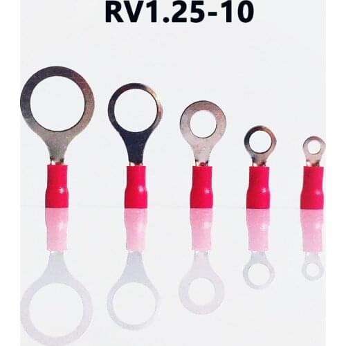 RV1.25-10 RED color Ring insulated terminal suit Cable Wire Connector cable Crimp Terminal 100PCS/Pack free shipping
