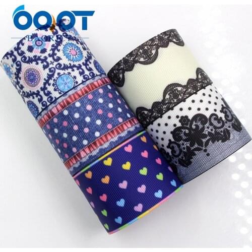 OOOT BAORJCT G-181019-1420,38mm 10yards geometric Ribbons Thermal transfer Printed grosgrain,Gift wrapping DIY materials
