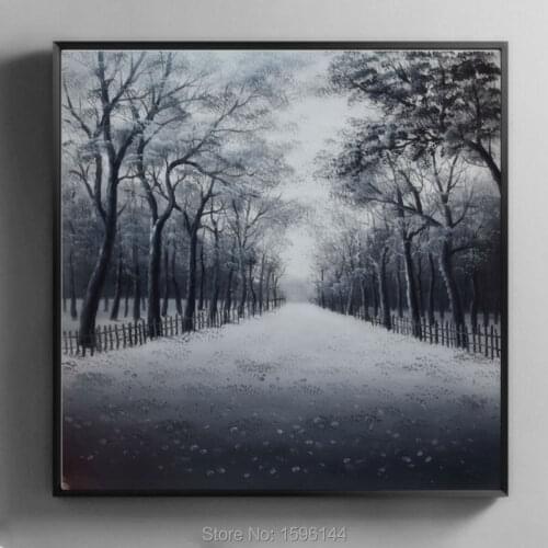 Oil Painting Hand painted Abstract Black and white Forest Landscape Wall art Picture Paintings Canvas Modern Home decor #955