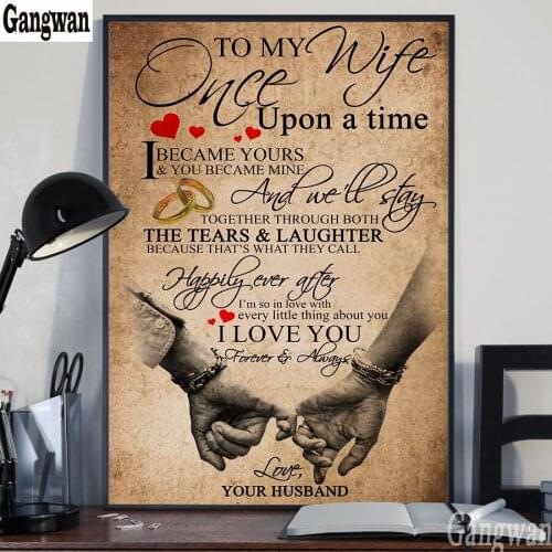 “give wife’s gift” text painting diamond mosaic rhinestone embroidery full drills lover pattern cross stitch 5d icon room decor