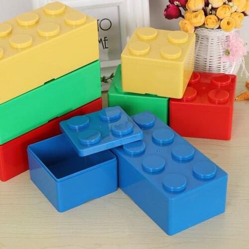 1pc Creative Storage Box Vanzlife Building Block Shapes Plastic Saving Space Box Superimposed Desktop Handy Office House Keeping