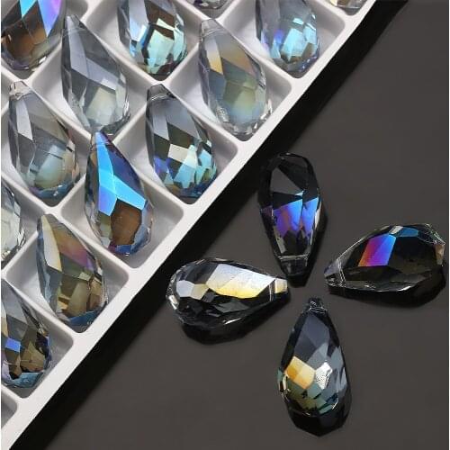 Hot DIY Water Drop Pendant For DIY Necklace Earrings Twisted Jewelry Accessories 12*22mm Crystal Glass Beads Wholesale