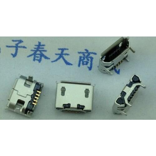 50pcs micro USB 5pin jack Ox horn Four legs plate socket short needle Female socket Mini USB connector Ox horn usb Tail plug