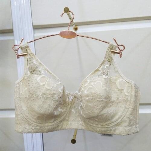 New Lace Cup Large chest Thin section Bra Large size underwear Slim Bra Gather CDE Cup Bra