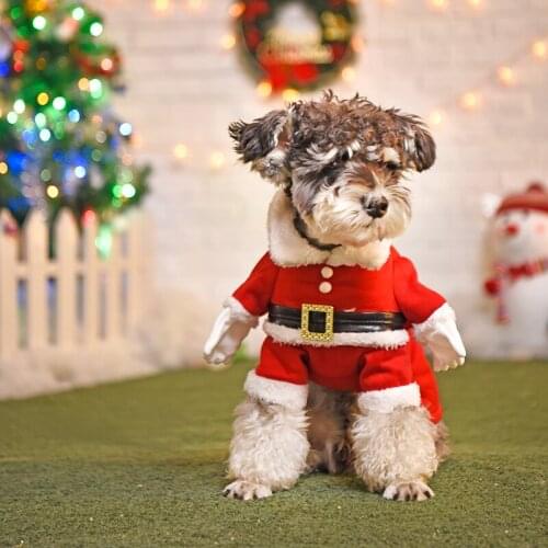 Pet Dog Cat Clothing Fashion Christmas Puppy Clothes and Christmas Red Hat Dog Clothes Thick Warm Coat Jacket Winter 5 Sizes