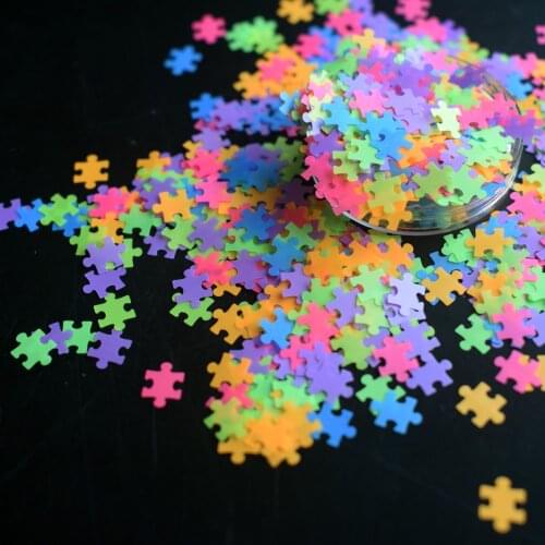 Puzzles Shape Neon Nail Glitter for DIY Decoration Gel Body Art Fluorescent Flake 50/100/200/500g Moon Round Sequins Makeup