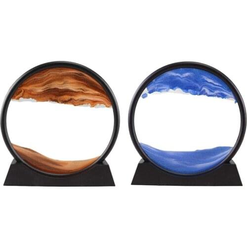 Moving Sand Art Picture Round Gl 3D Deep Sea Sandscape in Motion Display Flowing Sand Frame