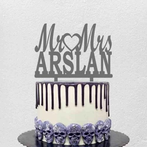 Personalized Wedding Party Cake Topper Custom Mr Mrs Name Wood Wedding Cake Topper
