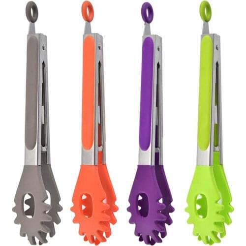 1pc Food Grade Silicone Food Tongs Non-Slip Heat-Resistant Serving Tongs Kitchen Tongs For Noodles Kitchen Tools BBQ Accessories