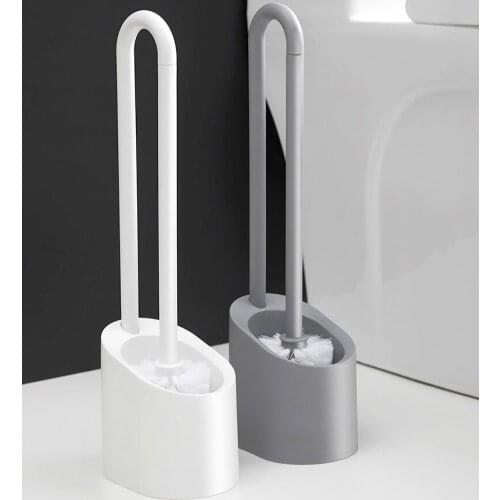 Plastic Nordic Toilet Brush Holder Hanging Long Handle Silicone Toilet Brush Set Cleaner Escobilla Wc Bathroom Hardware DH50MTS