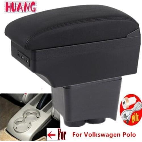For Volkswagen Polo Armrest For VW Polo 9N 3 Car Armrest box 2002-2009 Retrofit parts Storage box car Interior accessories USB